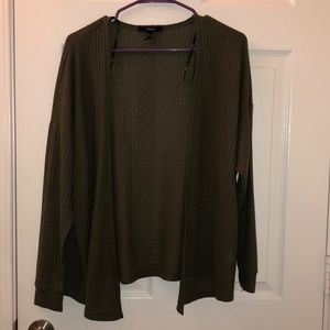 Forever 21 green waffle/thermal cardigan